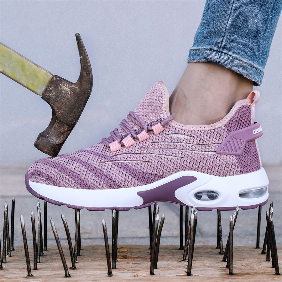 Women's Knit Air-Cushion Safety Sneaker model 0277 in use, view 1