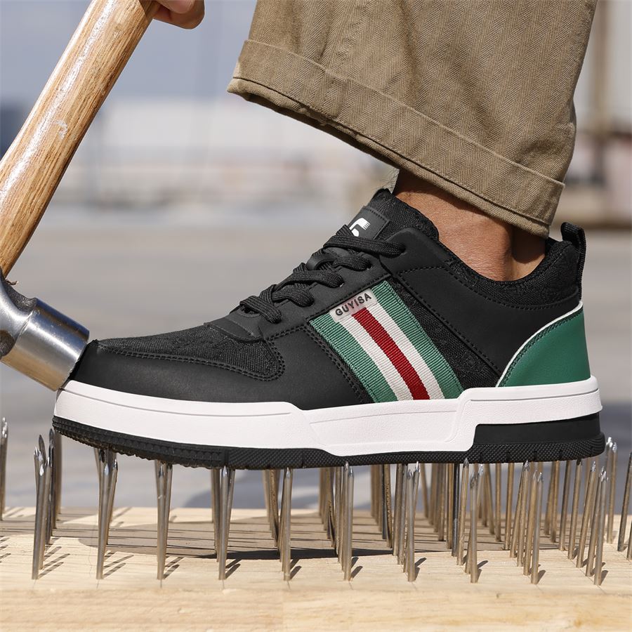 Court-Style Safety Sneaker model F075BK in use, view 1