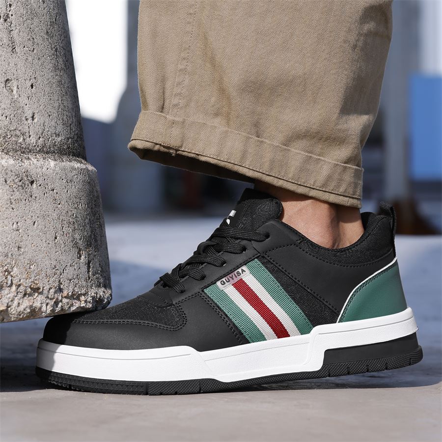 Court-Style Safety Sneaker model F075BK in use, view 2