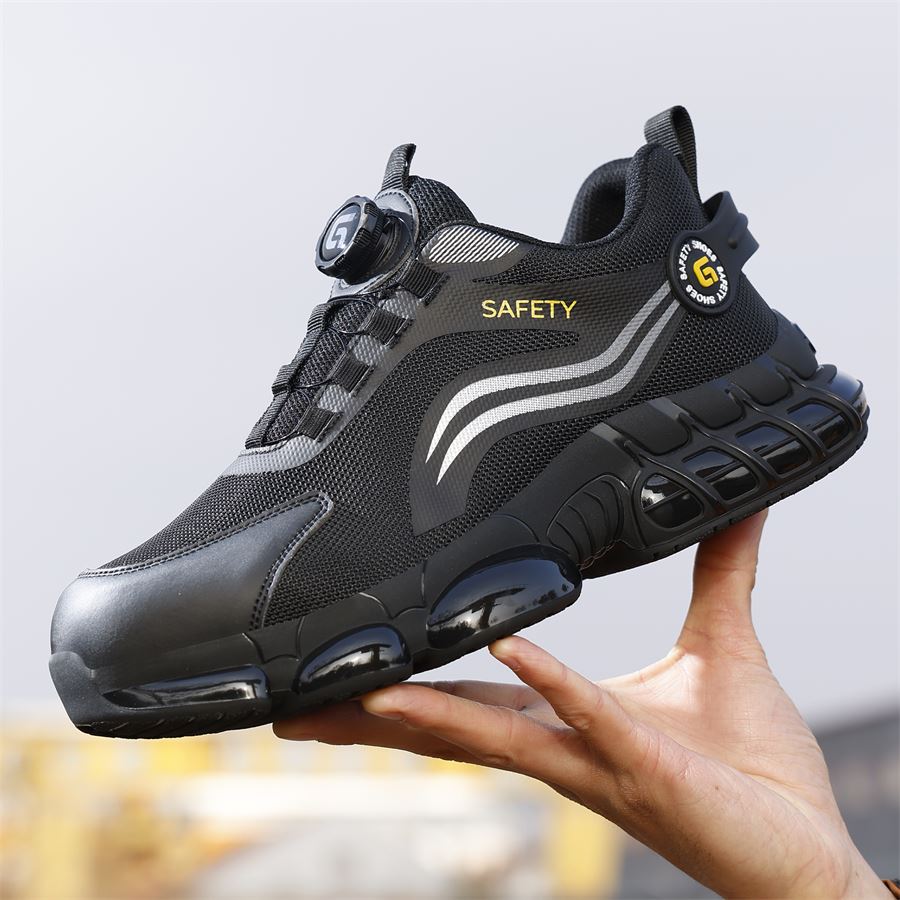 Rotary-Lace Air-Sole Safety Sneaker model F101BK in use, view 3