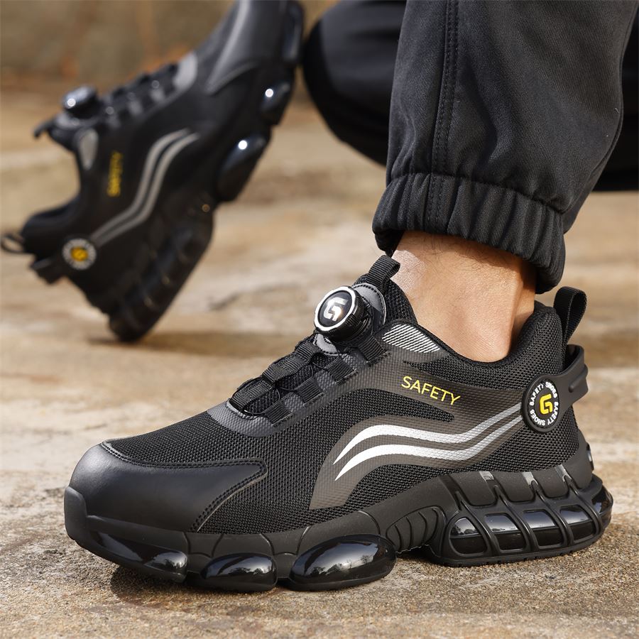 Rotary-Lace Air-Sole Safety Sneaker model F101BK in use, view 4