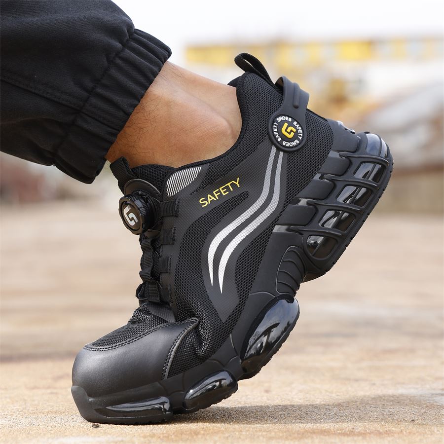 Rotary-Lace Air-Sole Safety Sneaker model F101BK in use, view 5