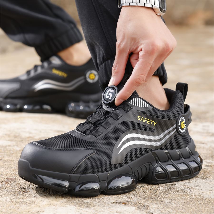 Rotary-Lace Air-Sole Safety Sneaker model F101BK in use, view 6