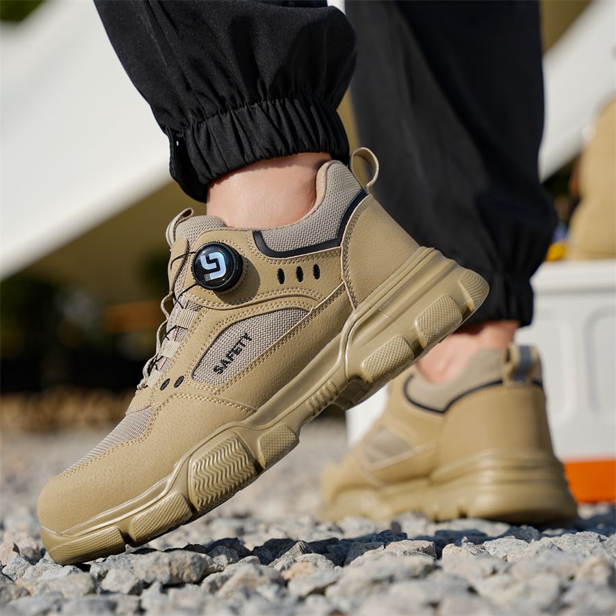 Rotary-Lace Mesh Safety Shoe model F155 in use, view 1