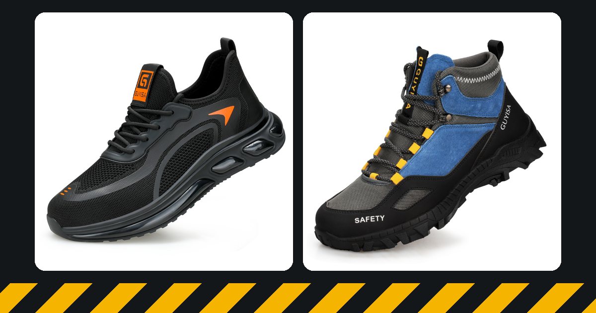 Lightweight knit safety sneaker and a mid-cut hiker safety boot